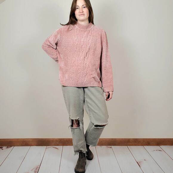 Alfred Dunner Chenille Mockneck Sweater Pink XL - Picture 2 of 8